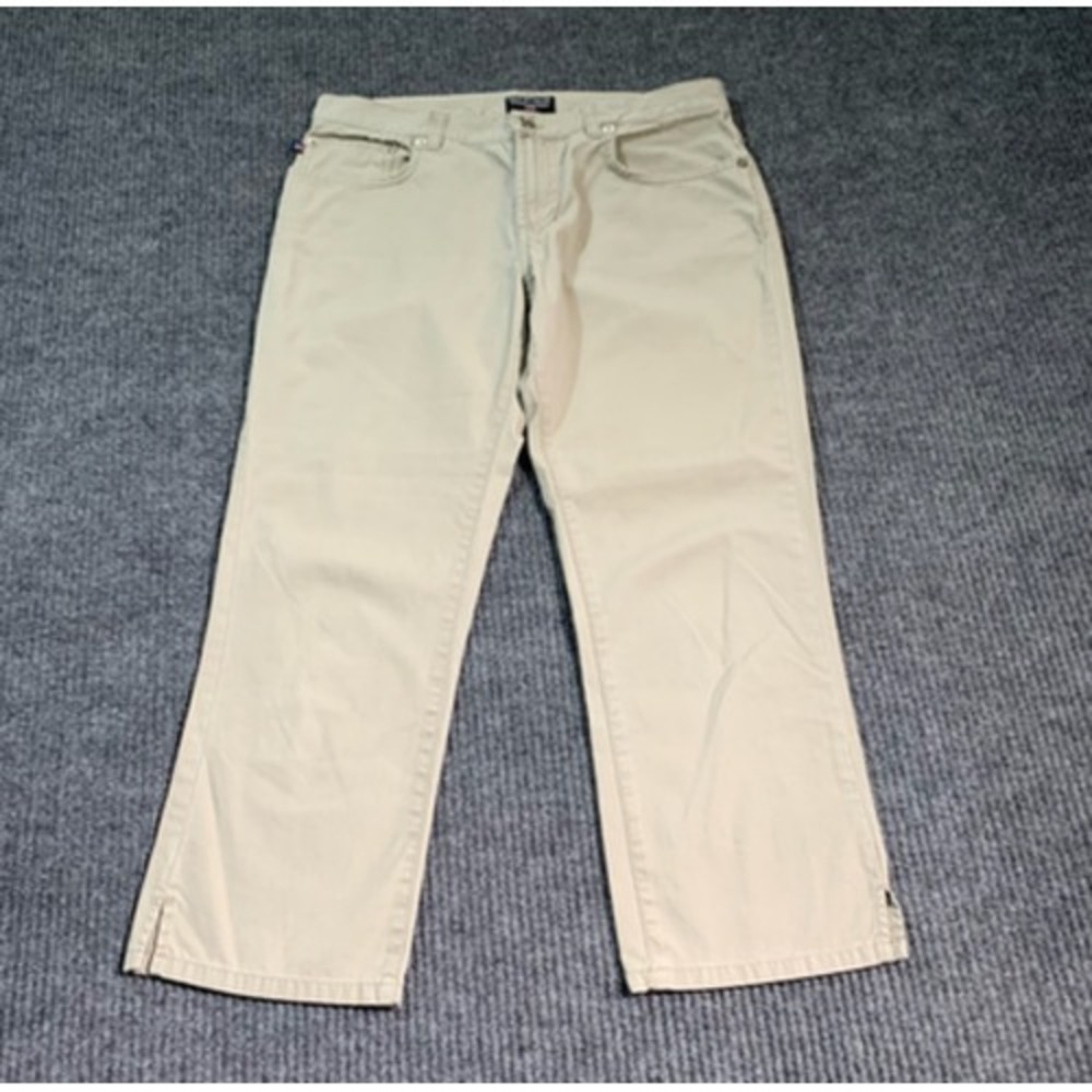 Ralph Lauren Polo Jeans Womens 30 Beige Straight Capri Cotton Blend 30x23 Biker